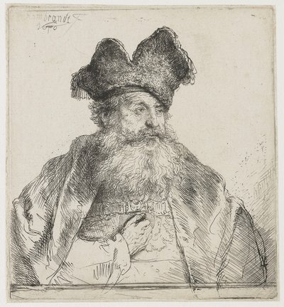 Alter Mann mit geteilter Pelzkappe von Rembrandt van Rijn